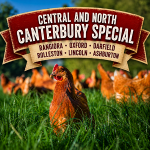 🐔Central and North CANTERBURY Special ** - Sunday 26th July 2026: Rangiora → Oxford → Darfield → Rolleston → Lincoln → Ashburton